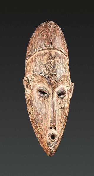  Gesichtsmaske Mangbetu, Dem. Rep. Kongo, Holz, Höhe 27 cm