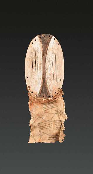  Gesichtsmaske, Yela. Dem. Rep. Kongo, Holz, Bast, Höhe 27 cm
