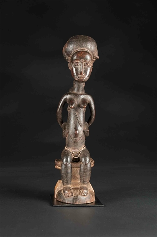  Mutter mit Kind Figur Baule, Elfenbeinküste Holz  