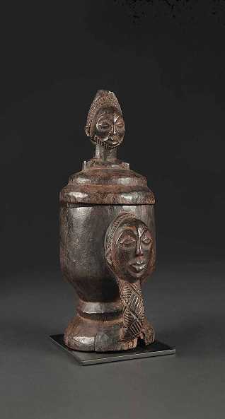  Ritual-Behälter, Luba, Dem. Rep. Kongo, Holz, Höhe 22 cm