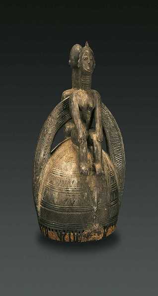  Helmmaske, Afo, Nigeria, Holz, Höhe 37 cm
