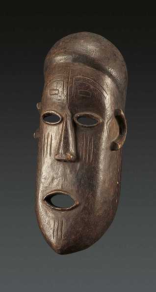  Gesichtsmaske, Rungu, Dem. Rep. Kongo, Holz, Höhe 34 cm, Erworben 1969 