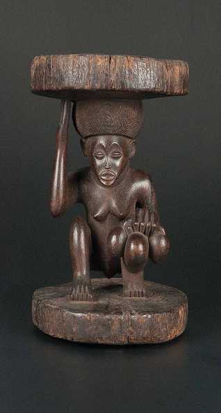  Hocker, Tchokwe, Dem. Rep. Kongo, Holz, Höhe 26 cm, Prov. Pater Eulert, Missionsmuseum, Wamba, Dem. Rep. Kongo