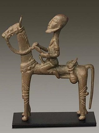 Reiterfigur Bronze Dogon Mali Höhe 12 cm