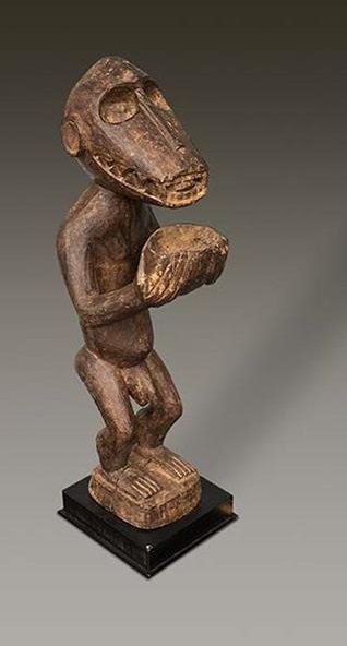 Affenfigur Mbra Baule Elfenbeinküste Holz Höhe 54 cm