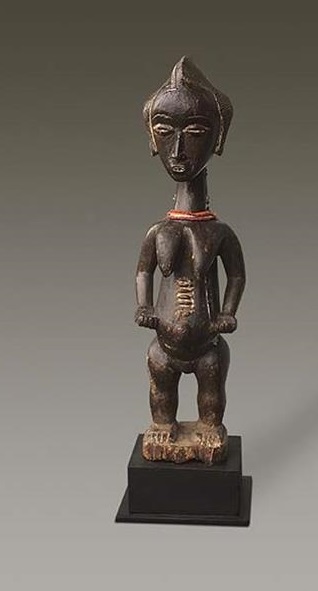 Weibliche Figur Guro Elfenbeinküste Holz Höhe 36 cm