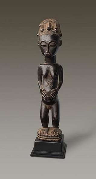 Weibliche Figur Agni Elfenbeinküste Holz Höhe 32 cm