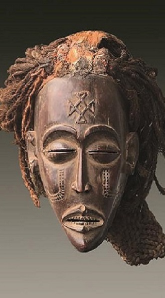 Gesichtsmaske Tchokwe Dem. Rep. Kongo Holz Höhe 22 cm