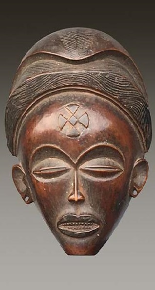 Gesichtsmaske Tchokwe Dem. Rep. Kongo Holz Höhe 20 cm