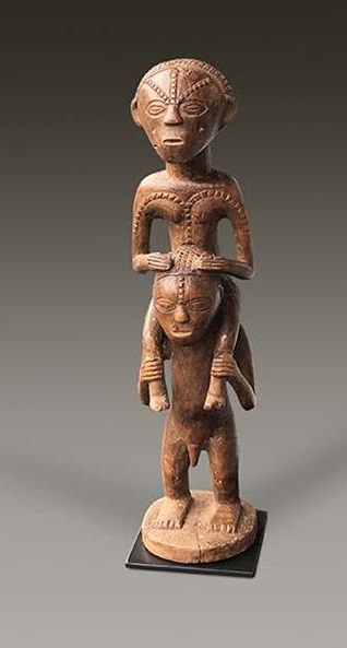 Herr mit seinem Sklaven Tabwa Dem. Rep. Kongo Holz Höhe 35 cm