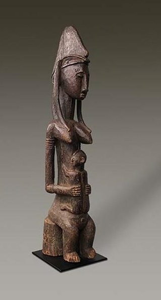 Mutter mit Kind Gwan dusu Bambara Bougouni-Region, Mali Holz Höhe 82 cm